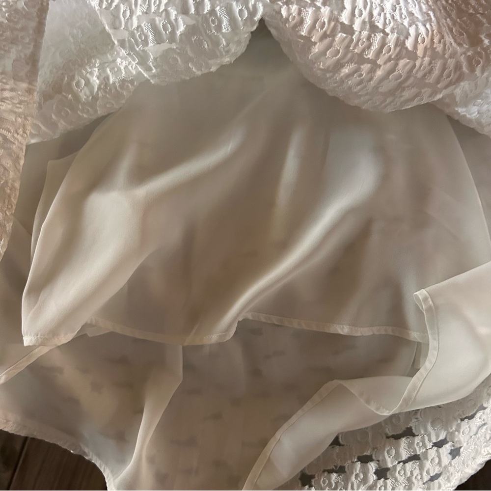 White Puff Sleeve Cutout Waist Fit & Flare Mini Dress Fits like a XS-Small - Picture 12 of 12